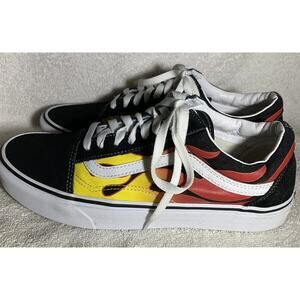 Vans Old Skool Flame Sneakers Mens 10 Black Red Yellow